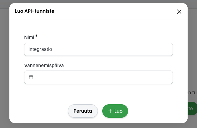 API-tunnisteen luominen