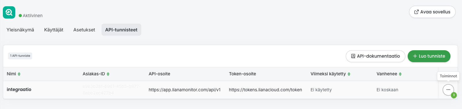 API-tunnusten rotaatio